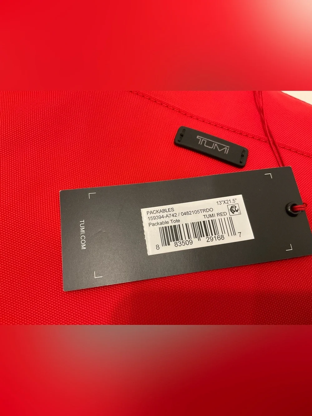 NEW TUMI Voyageur JUST IN CASE Nylon Packable 21.5” Tote Bag - TUMI RED
